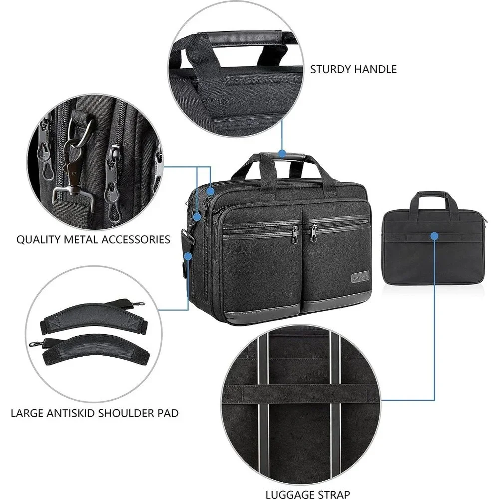 Men's Black Water-Repellent Messenger bag 18inch